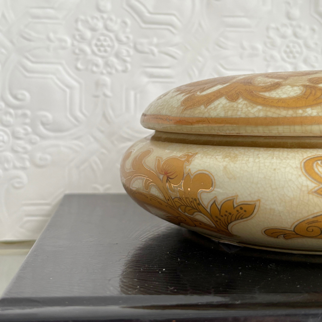 Vintage Gold ceramic trinket box | Jewellery box | Haus of Bazar | Sydney 
