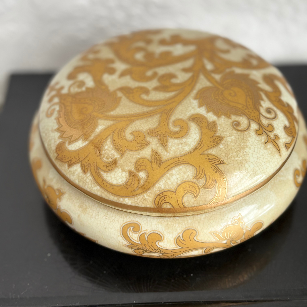 Vintage Gold ceramic trinket box | Jewellery box | Haus of Bazar | Sydney 