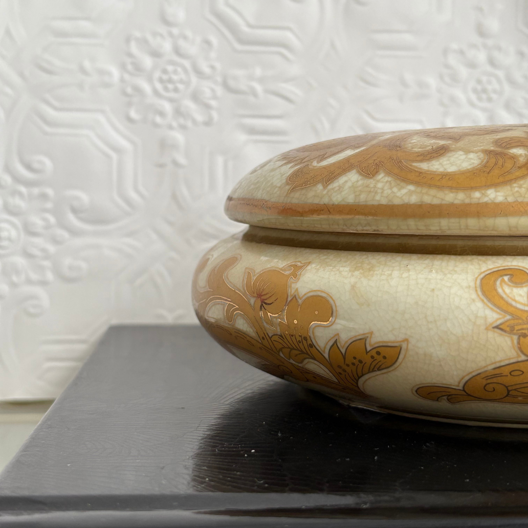 Vintage Gold ceramic trinket box | Jewellery box | Haus of Bazar | Sydney 