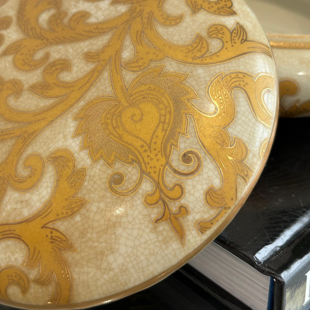 Vintage Gold ceramic trinket box | Jewellery box | Haus of Bazar | Sydney 
