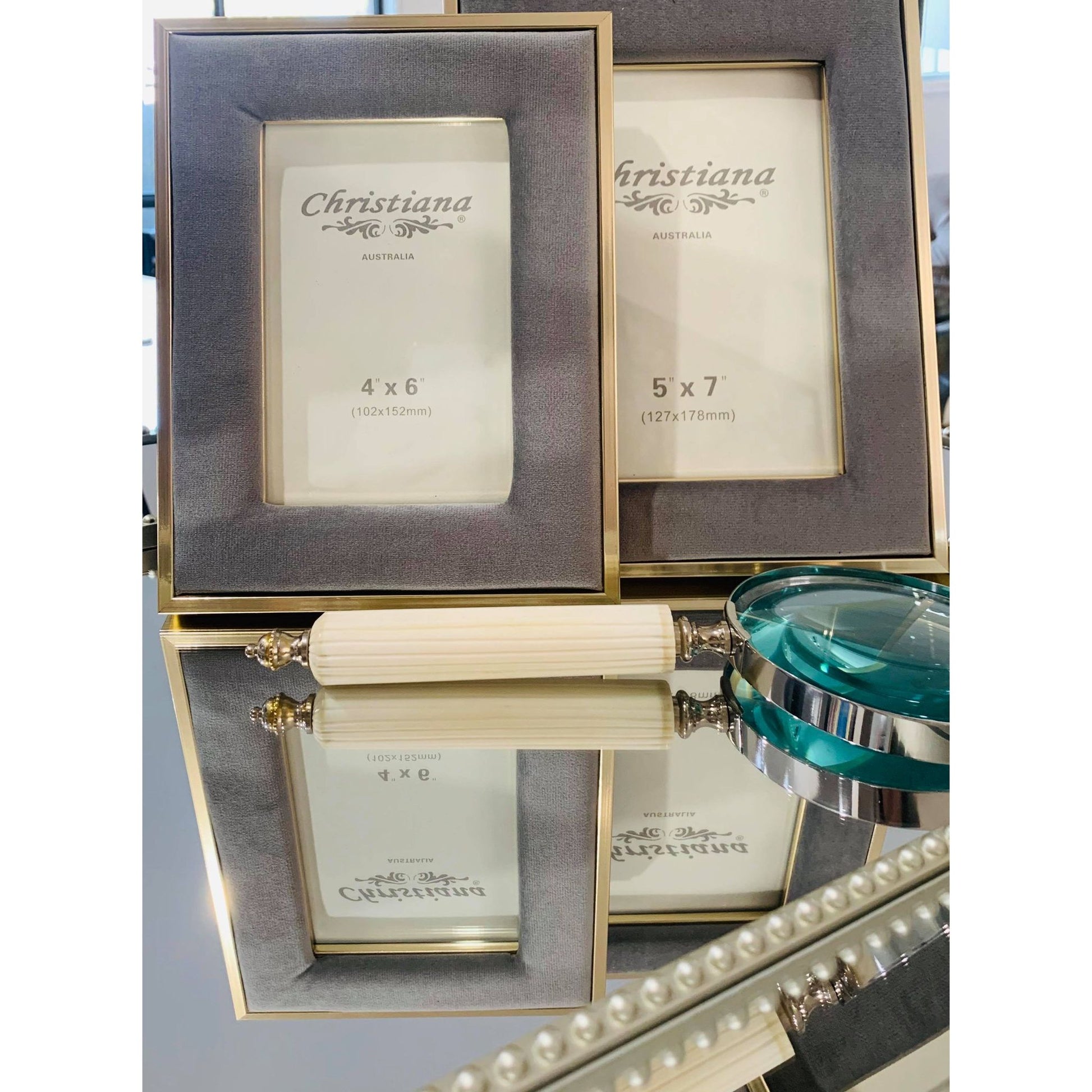 Gold And Velvet Grey Photo Frame | Grey And Gold Velvet Frame | Luxury Photo Frame | Haus Of Bazar | Sydney