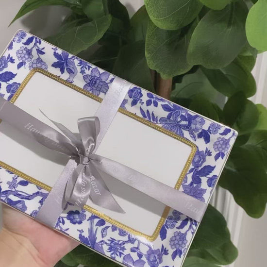Blue And White Ceramic Platter | Blue and White Rectangle Platter | Haus Of Bazar | Sydney